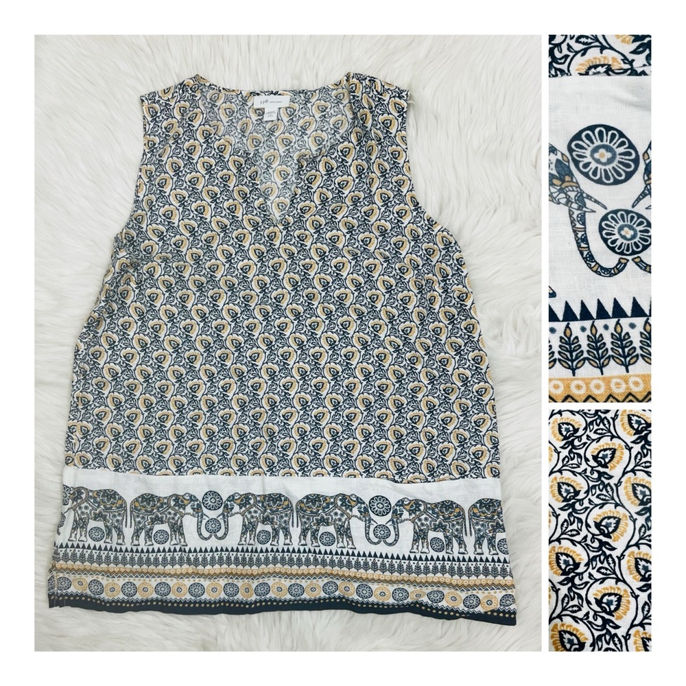 NWOT! J. Jill Sleeveless Two-Pocket 100%  Linen Sleeveless Blouse Size S